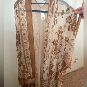 Free People Burnout Kimono- Warm Sand Combo (one size)